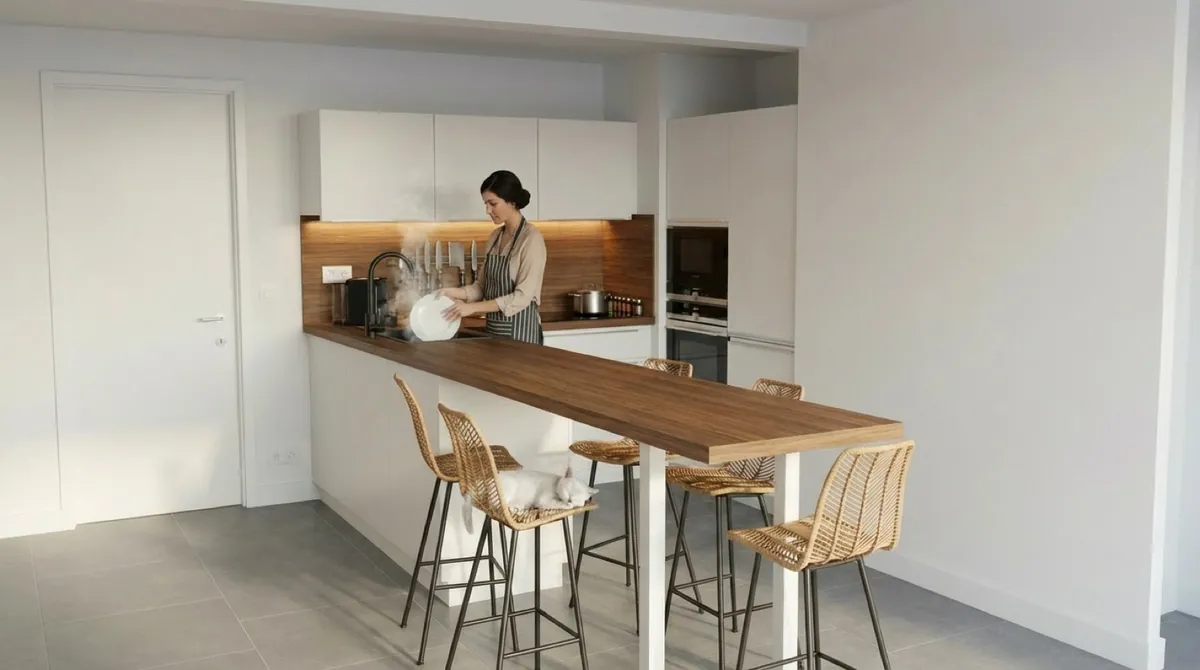 Cuisine rendue avec le décor Egger H3734 ST9