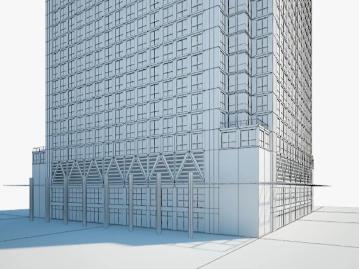 Maquette d'une tour à façade très ouverte