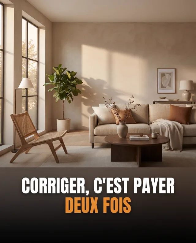 Post visual: bright living room, headline "Fixing it means paying twice"